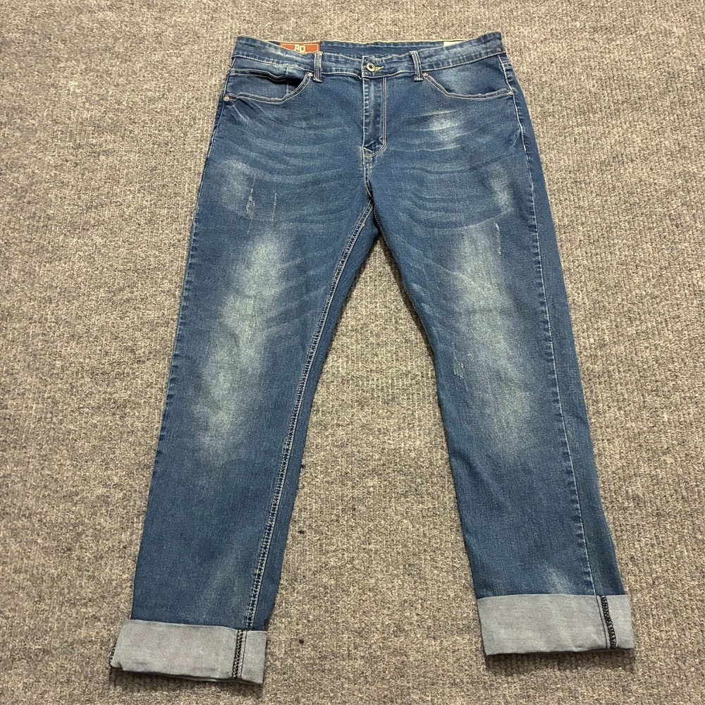 Amongst Others Mens Jeans Size 36x32 Blue Denim Slim Stretch Cuffed Mid Rise